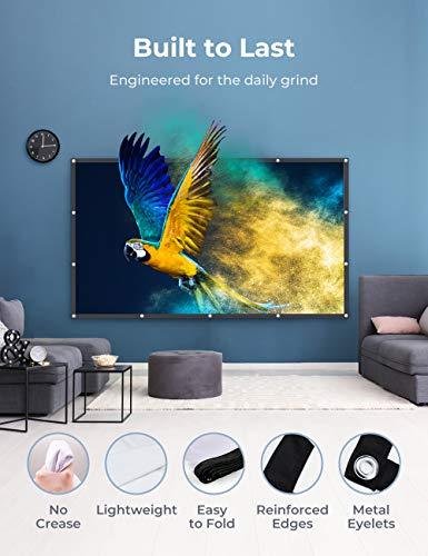 VANKYO StayTrue Projector Screen, 120 Inch Projection Screen 4K HD, 16:9, Foldable Wrinkle-Free Movies Screen(1.1 GAIN, 160°Viewing Cone) for Vankyo Leisure 3 Projector, Support Front Rear Projection