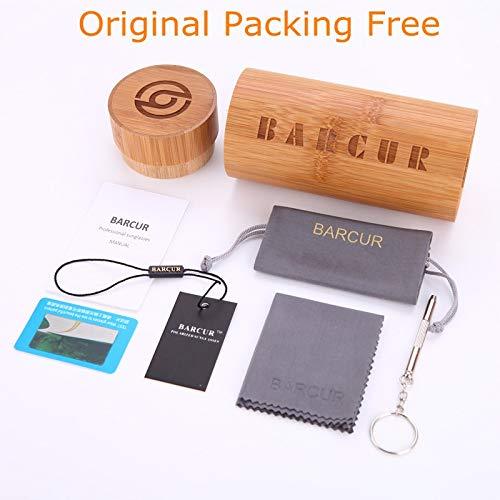 Barcur Wood Sunglasses Spring Hinge Bamboo Sunglasses Men Women Wooden Sun Glasses