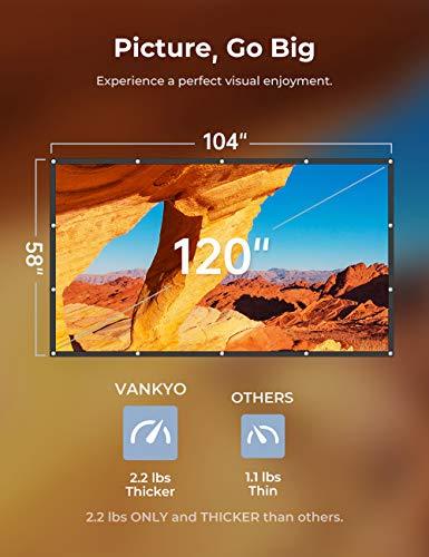 VANKYO StayTrue Projector Screen, 120 Inch Projection Screen 4K HD, 16:9, Foldable Wrinkle-Free Movies Screen(1.1 GAIN, 160°Viewing Cone) for Vankyo Leisure 3 Projector, Support Front Rear Projection