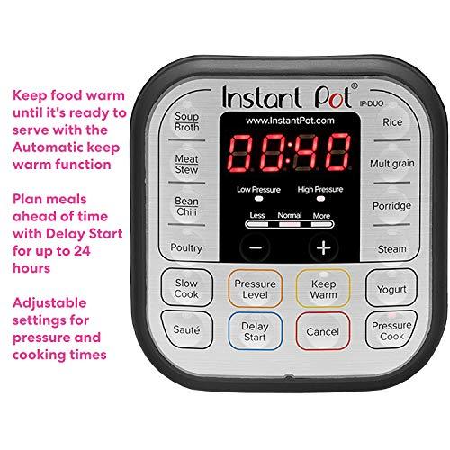 Instant Pot Duo 7-in-1 Electric Pressure Cooker, Sterilizer, Slow Cooker, Rice Cooker, Steamer, Saute, Yogurt Maker, and Warmer, 6 Quart, 14 One-Touch Programs